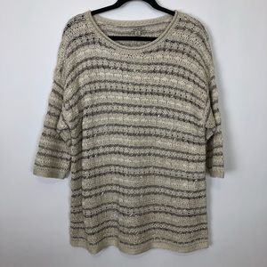 2X NWT lucky brand ivory silver lurex sweater